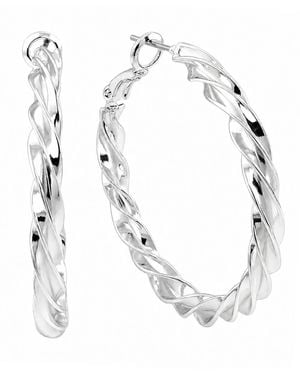 And Now This Fine -tone Plated Twist Omega Hoop Earrings - White