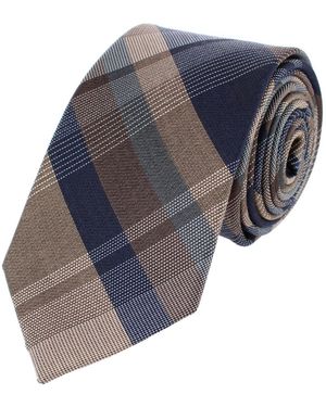 Trafalgar Rolando Plaid Silk-wool Blend Slim Tie - Blue