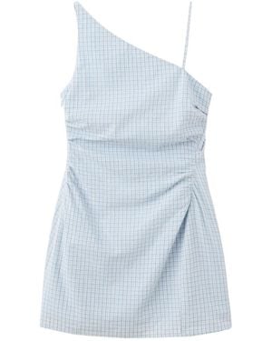 Mango Check Asymmetrical Mini Dress - Blue