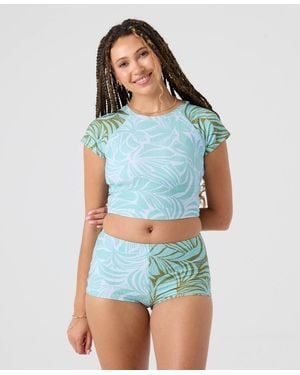 Roxy Cropped Crewneck Swim Short-sleeves Rashguard - Blue