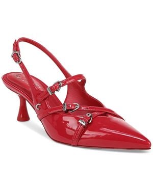 Circus by Sam Edelman Fraya Pointed-toe Buckled Strappy Kitten-heel Pumps - Red