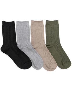 Muk Luks Lume Ribbed Crew Socks - Natural