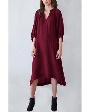 ocean + main Ocean+main Ocean+main Gauze Dress - Red