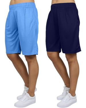 Galaxy By Harvic Loose Fit Moisture Wicking Performance Mesh Shorts-2 Pack - Blue