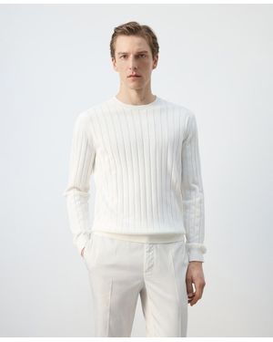 Mango Cotton Fine-knit Sweater - White