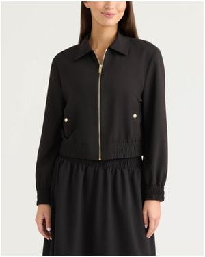 Ellen Tracy Zip Front Bomber Jacket - Black