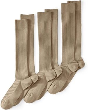 Lands' End Seamless Toe Over The Calf Rib Dress Socks 3-pack - Natural