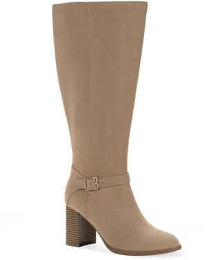 Style & Co. Ruthh Round Toe Buckle Detail Dress Boots - Brown