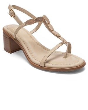 Forever & Always Shoes Serona Leather Block Heel Sandal - Metallic