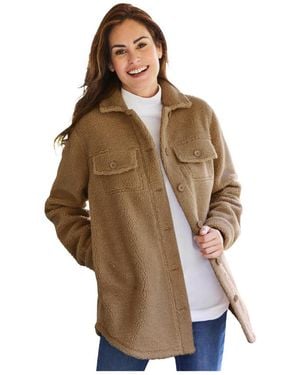 Woman Within Within Berber Button-front Jacket - Brown