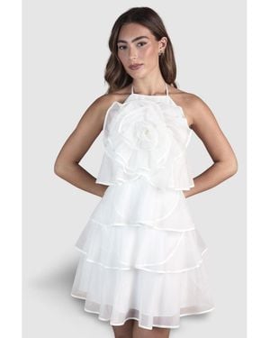 Coast Corsage Halter Bridal Mini Dress - White