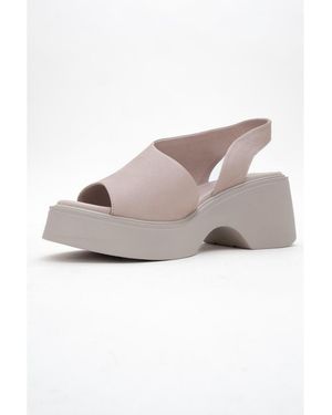 Forever & Always Shoes Roy Leather Wedge Sandal () - Gray