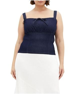 City Chic Plus Size Abbie Denim Top - Blue