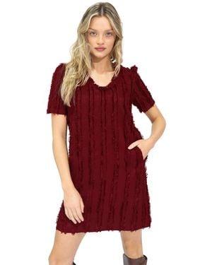 Belle & Bloom Solana Boho Fringe Mini Shift Dress - Red