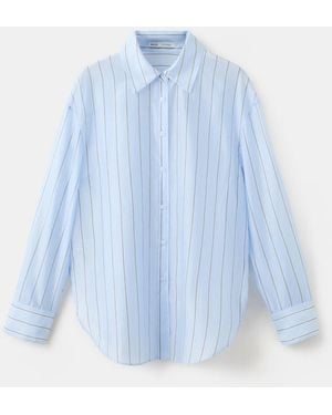Mango Striped Lyocell Top - Blue