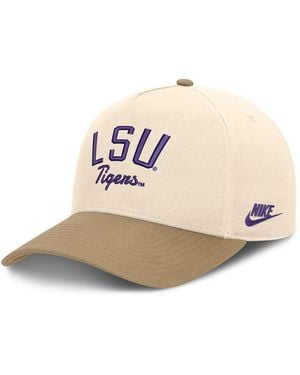Nike And Natural/beige Lsu Tigers Legacy Rise Adjustable Hat