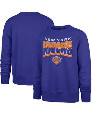'47 And New York Knicks Brush By Headline Crewneck Sweatshirt - Blue