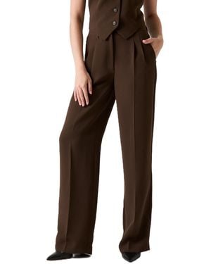 Guess Theoline Perfect Pant High-rise Wide-leg Tailored Pants - Brown