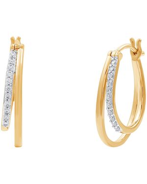 Marsala Diamond & Polished Double Oval Hoop Earrings (1/4 Ct. T.w. - Metallic
