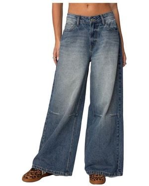 Edikted Skater Girl Washed Low Rise Jeans - Blue