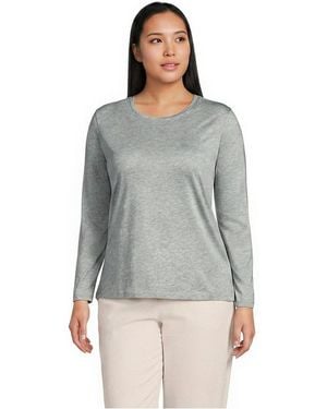 Lands' End Plus Size Relaxed Supima Cotton Long Sleeve Crew Neck T-shirt - Gray