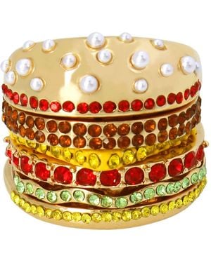 Betsey Johnson Faux Stone Hamburger Stackable Ring Set - Yellow