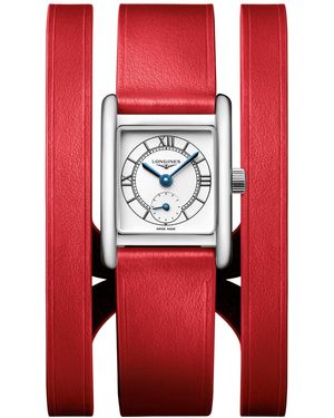 Longines Swiss Mini Dolcevita Red Three-row Leather Strap Watch 29mm