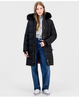 Tommy Hilfiger Faux-fur-trim Hooded Puffer Coat - Blue