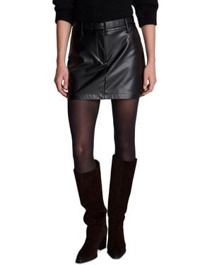 Kenneth Cole Faux Leather A-line Mini Skirt - Black