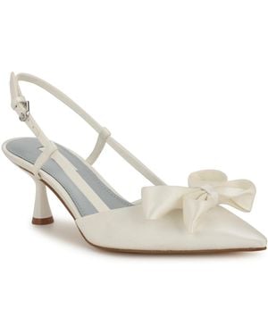 Nine West Raska Bridal Pointy Toe Slingback Dress Pumps - White