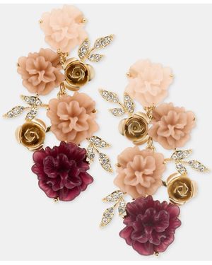 Lonna & Lilly Pave Flower Cluster Linear Drop Earrings - Pink