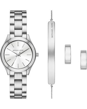 Michael Kors Â Slim Runway Three-hand Stainless Steel Watch And Jewelry Set - White