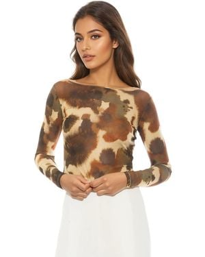 Alexia Admor Opal Boatneck Sheer Mesh Top - White