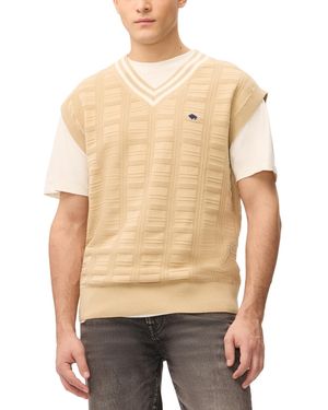Buffalo David Bitton Subtle Geometric Texture V-neckline Sweater - Natural