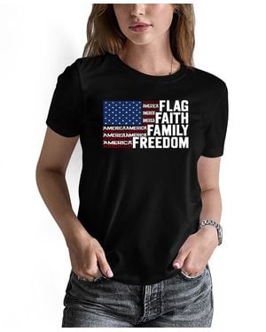 LA Pop Art Faith Flag Word Art Pullover Top - Black