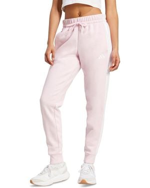adidas Essentials Three Stripes Fleece Slim Pants - Pink