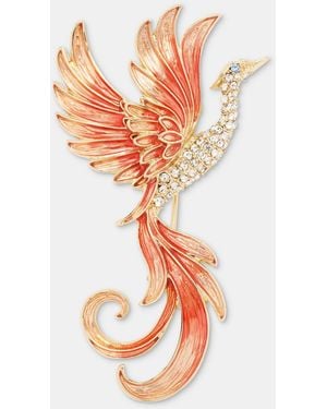 Anne Klein Gold-tone Boxed Coral Flying Mystical Phoenix Pin - Orange