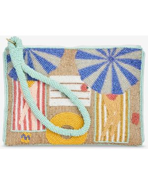 On 34th Beaded Zipper Wristlet - Blue