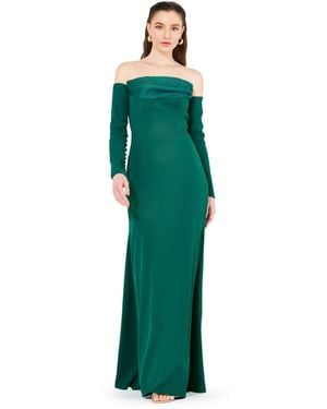Amiri Off-the-shoulder Pleat Drape Gown - Green