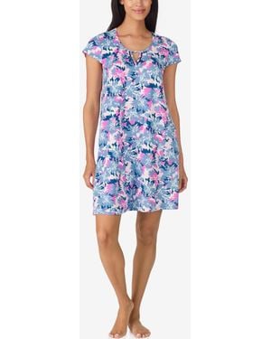 Ellen Tracy Short Sleeve Chemise - Blue