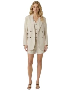 Modenaire 3-piece Blazer Vest Shorts Set - Natural