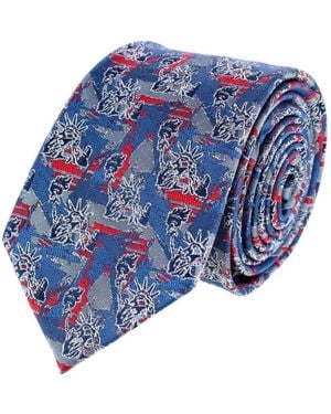 Trafalgar Freedom's Torch Patriotic Silk Novelty Necktie - Blue