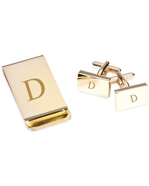 Bey-berk Gold Plated Cufflinks And Money Clip Set - Metallic