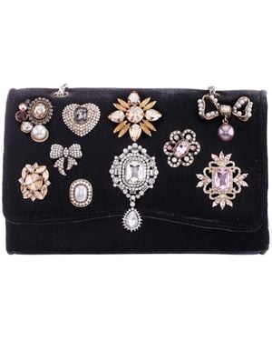Nina Embellished Small Flap Clutch Handbag - Black