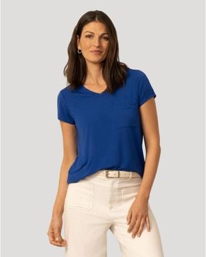 Cable & Gauge V Neck Patch Pocket Tee - Blue