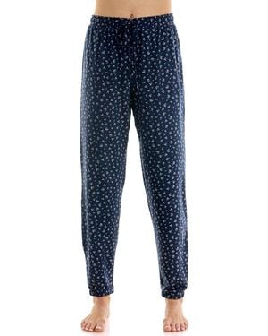 Roudelain Drawstring Mid-rise Sleep jogger Pants - Blue