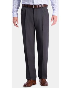 Haggar Cool 18 Pro Classic-fit Expandable Waist Pleated Stretch Dress Pants - Gray