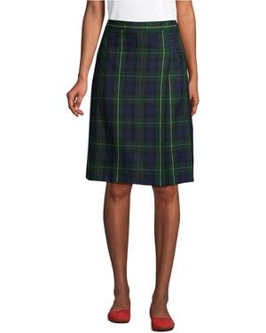 Lands' End Plaid A-line Skirt Below The Knee - Black