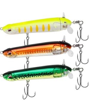 Gnuadz Top Water Plopper Fishing Lure Bkk Hooks Surface Wobble Bait - Green