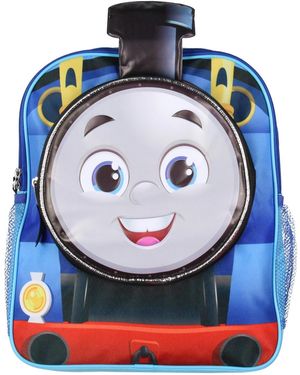 Thomas The Train And Friends 14" Kids School Backpack For Toys W/ 3d Character - Blue